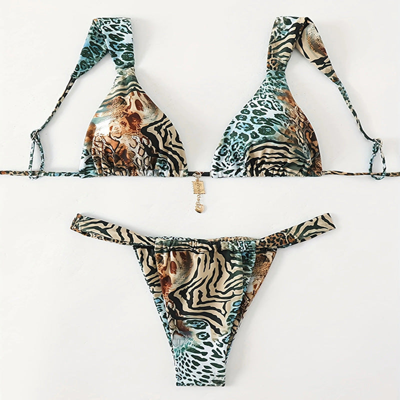 Damen zweiteiliges Tiermuster-Bikini-Set