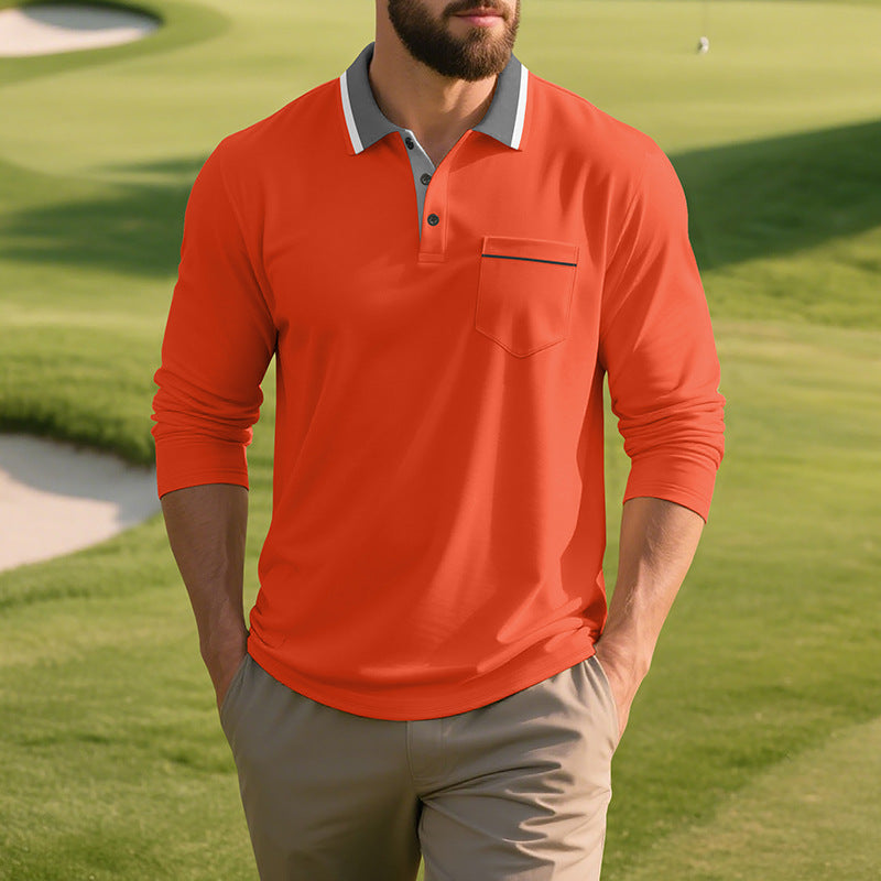 Herren Langarm Polo-Shirt aus atmungsaktivem Stoff mit modernem Kragen