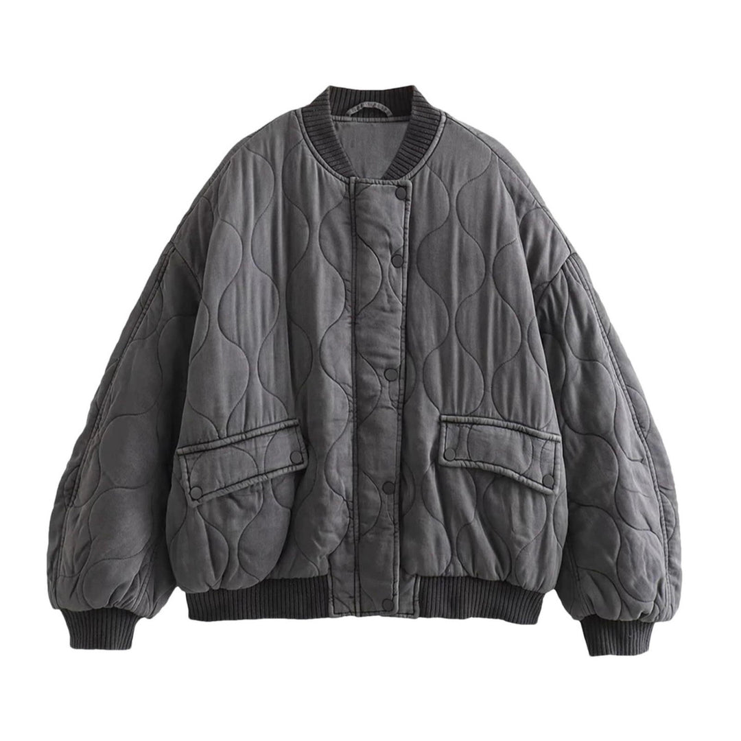 Damen Oversize Steppjacke mit hohen Kragen