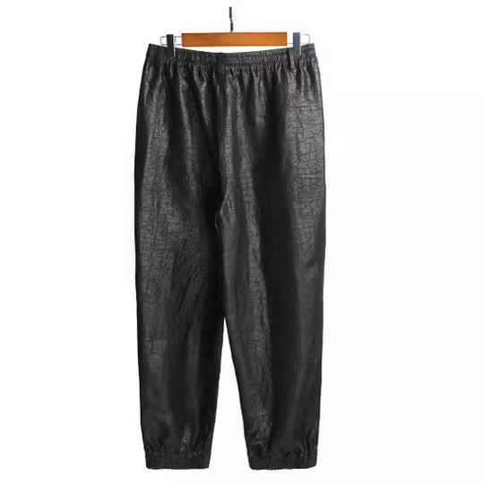 Damen Lederimitat-Jogginghose mit elastischem Bund und Tunnelzug Shop Nory