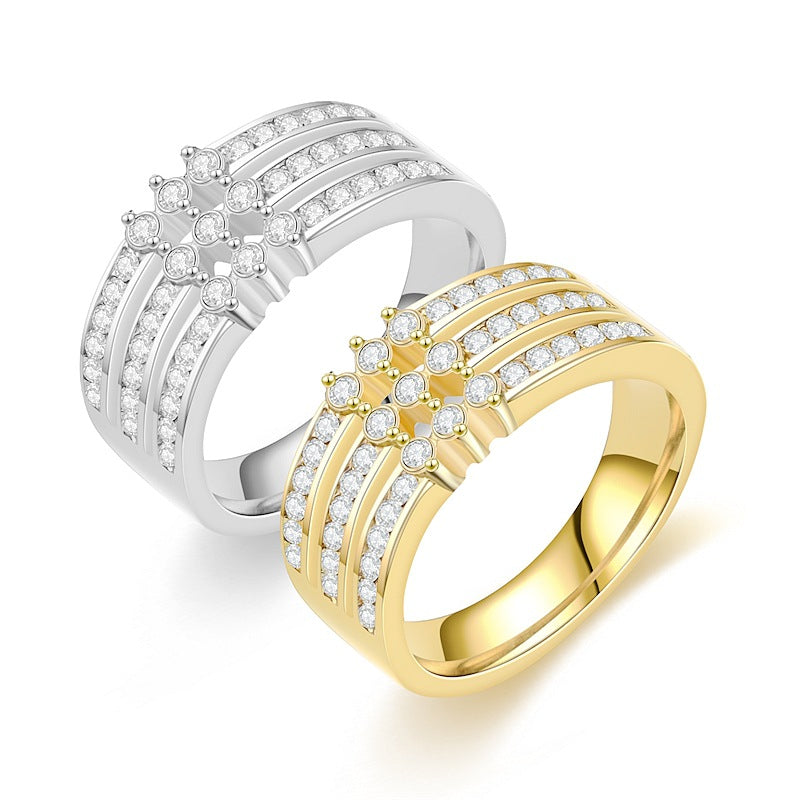 Damen Ring mit funkelndem Zirkonia-Muster Shop Nory