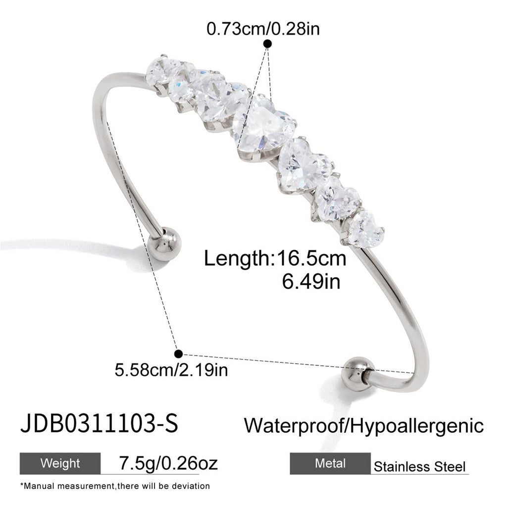 Damen Offenes Armband mit funkelnden Kristallakzenten und hypoallergenem Edelstahl Shop Nory