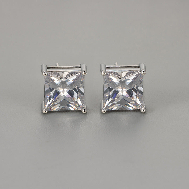 Princess-Schliff Zirkonia Ohrstecker mit Krappenfassung