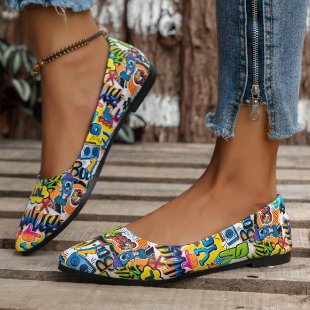 Damen Ballerinas mit buntem, grafischem Muster und bequemer Sohle