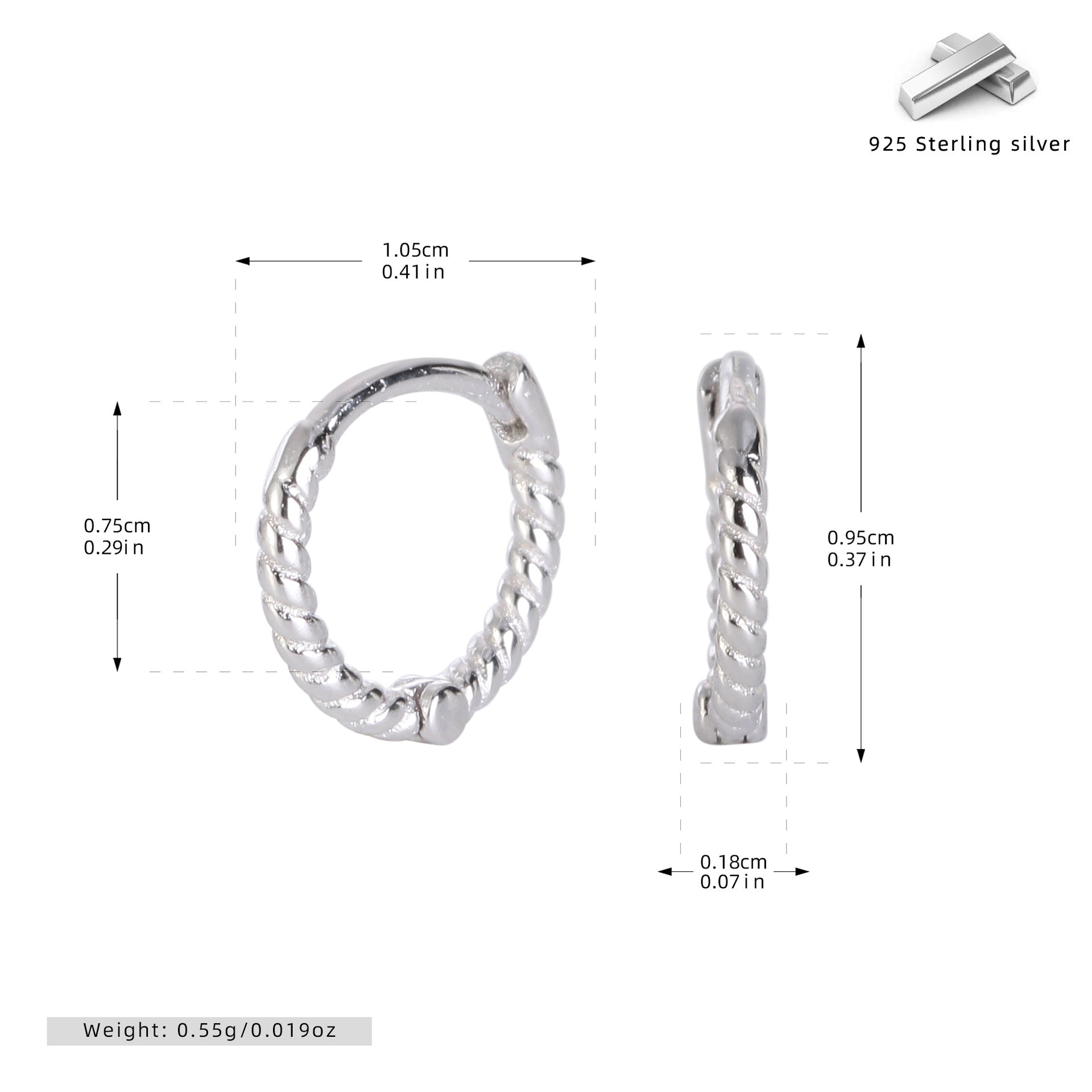 Damen Creolen mit gedrehtem Design aus 925 Sterlingsilber Shop Nory