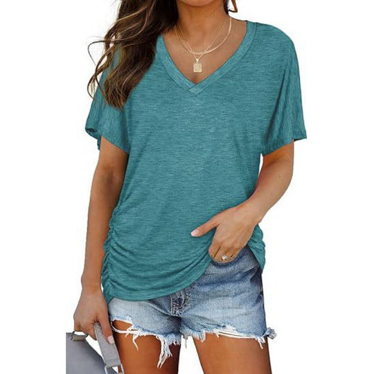 Damen V-Ausschnitt T-Shirt Aus Weichem Single Jersey