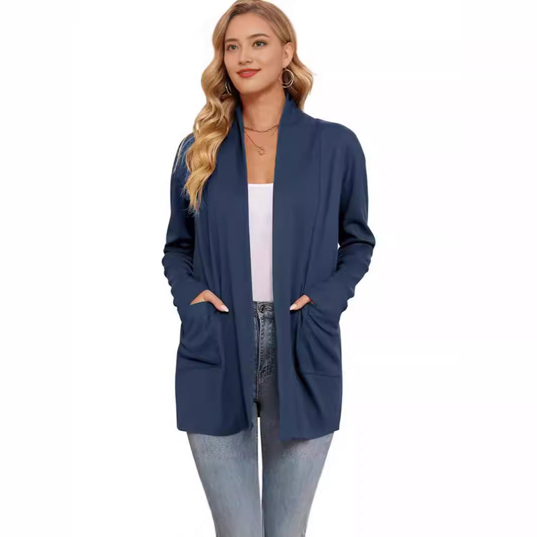 Damen lässiger Longcardigan mit Taschen