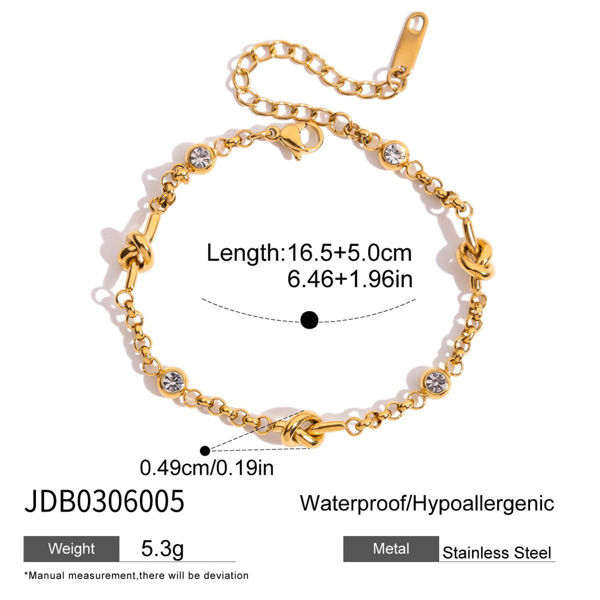 Damen Armband mit verzweifeltem Knoten und funkelnden Zirkonia-Elementen Shop Nory