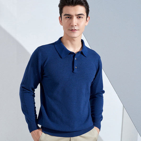 Herren Feiner Langarm-Poloshirt aus Feinstrick mit 3‑Knopf‑Leiste und schmaler Passform Shop Nory