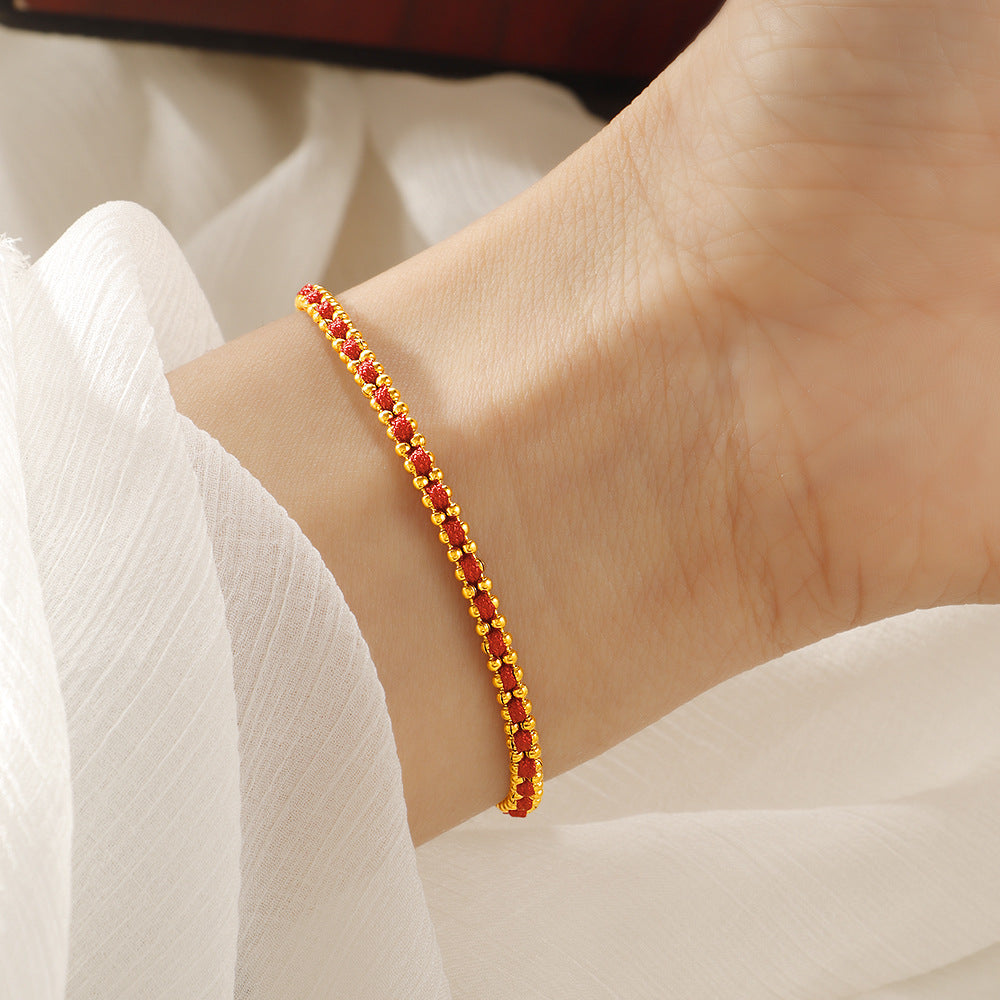 Damen romantisches Armband mit funkelnden roten Zirkonia Shop Nory