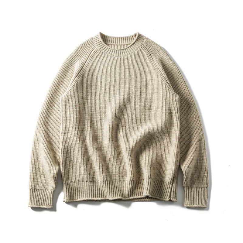 Unisex Grobgestrickter Rundhals-Pullover im Oversize-Boxy-Cut mit Raglanärmeln Shop Nory