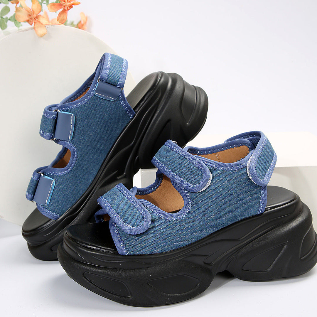 Damen Plateau-Sandalen mit verziertem Riemen und komfortabler Sohle Shopnory