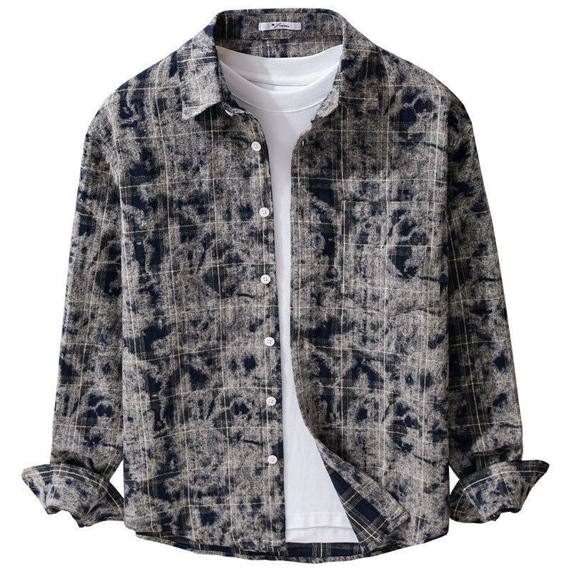 Herren Gebleichte Karo-Flanell-Overshirt Jacke im Used‑Look Shop Nory