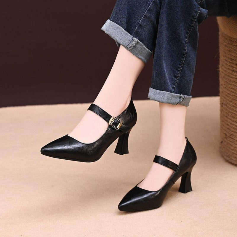 Damen Elegante Mary Jane Pumps mit dezentem Schnallen-Detail