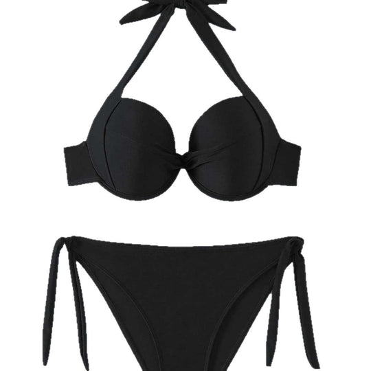 Damen Push-Up Bikini mit verspieltem Knoten-Design
