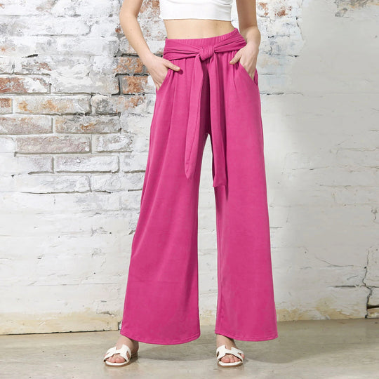 Damen Weite Jersey-Hose mit hohem Bund und Bindegürtel Shop Nory