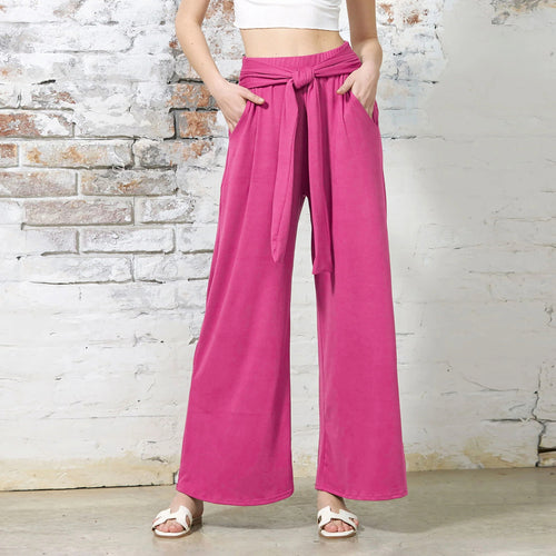 Damen Weite Jersey-Hose mit hohem Bund und Bindegürtel Shop Nory