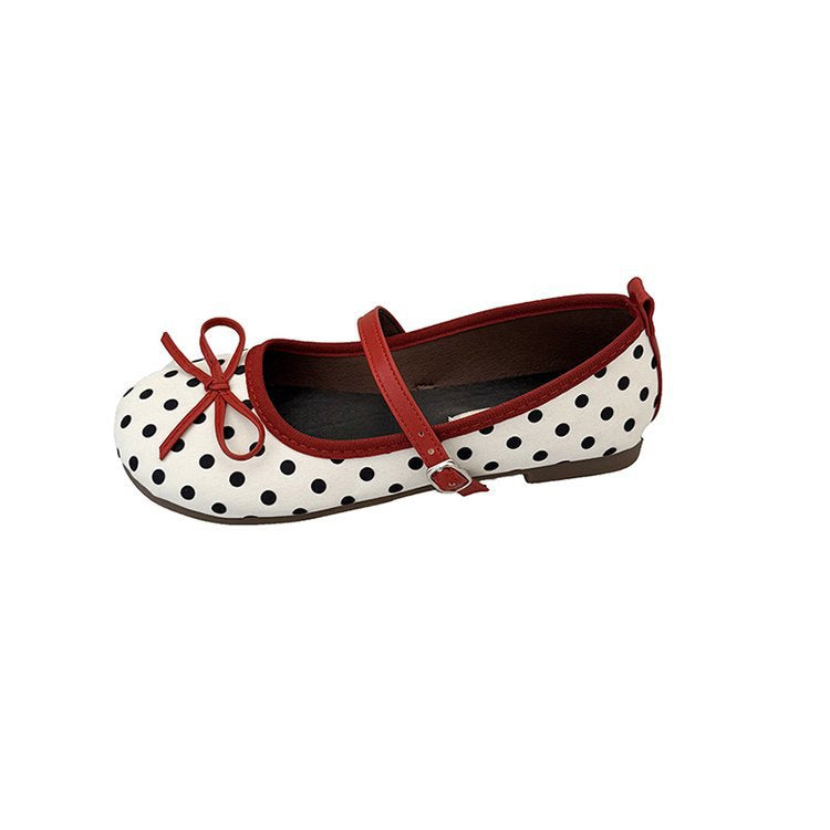 Damen Ballerinas mit dekorativem Schleifen-Design und Punktmuster