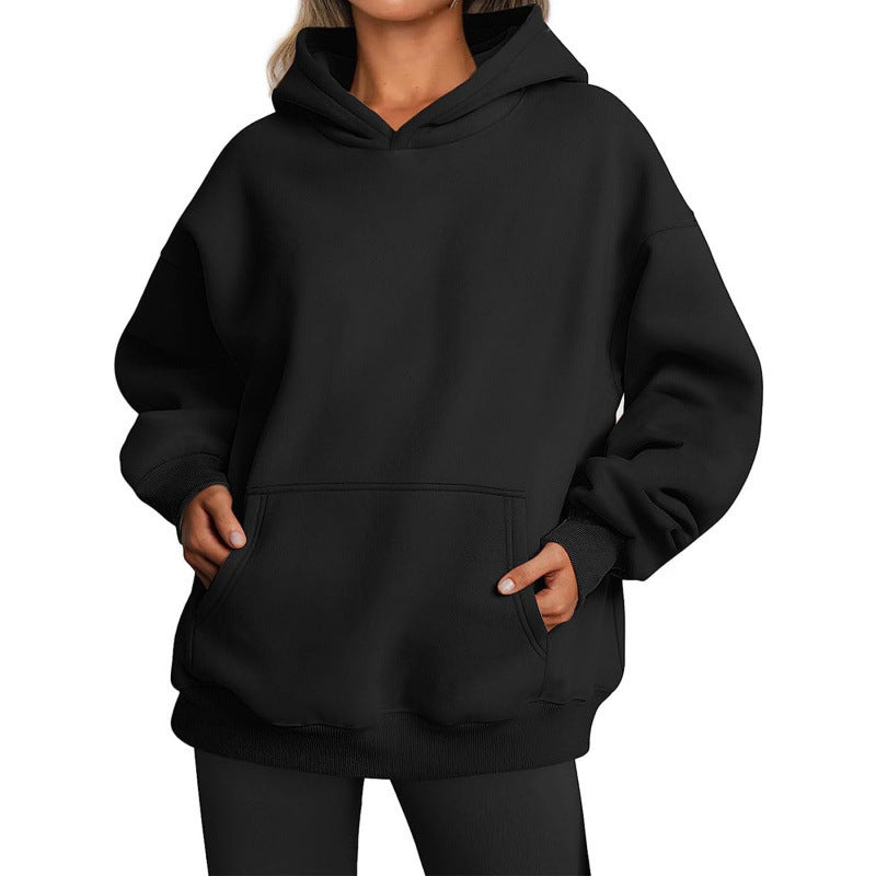 Damen Übergrößen Kapuzenpullover mit praktischen Taschen undlässigem Schnitt