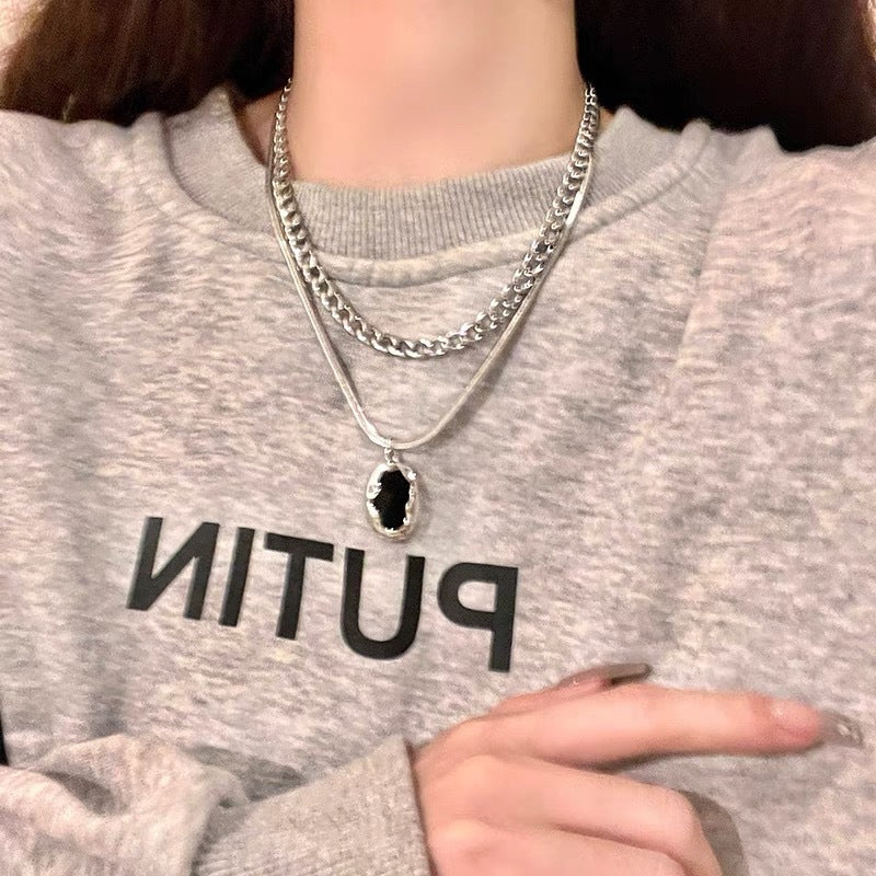 Damen mehrlagige Halskette mit kunstvollem Anhänger Shop Nory