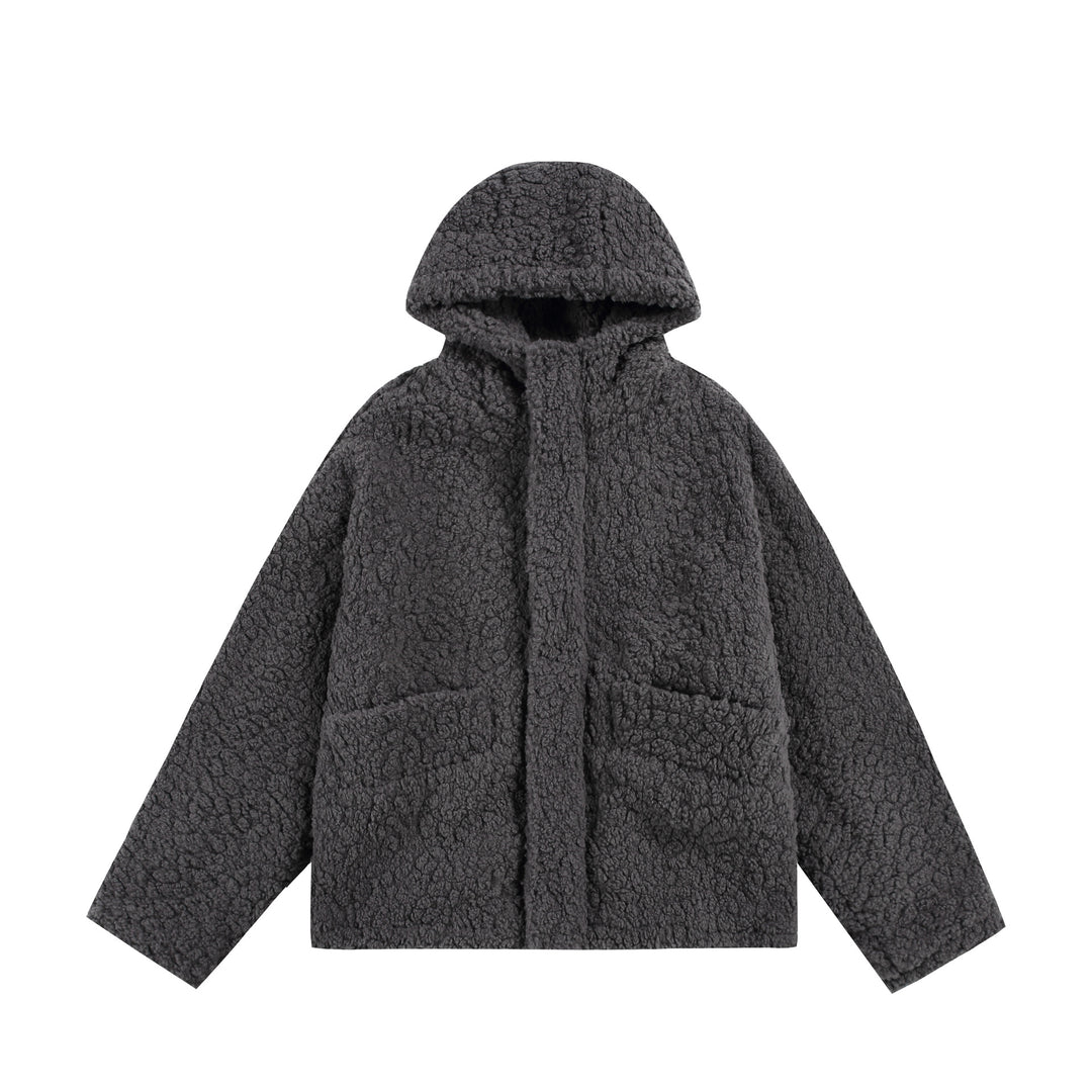 Damen Oversize Sherpa‑Kapuzenjacke mit verdeckter Frontblende und aufgesetzten Taschen Shop Nory