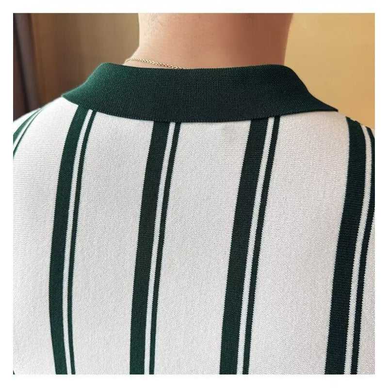 Herren Sportliches Poloshirt mit Reißverschluss und Streifen Shop Nory