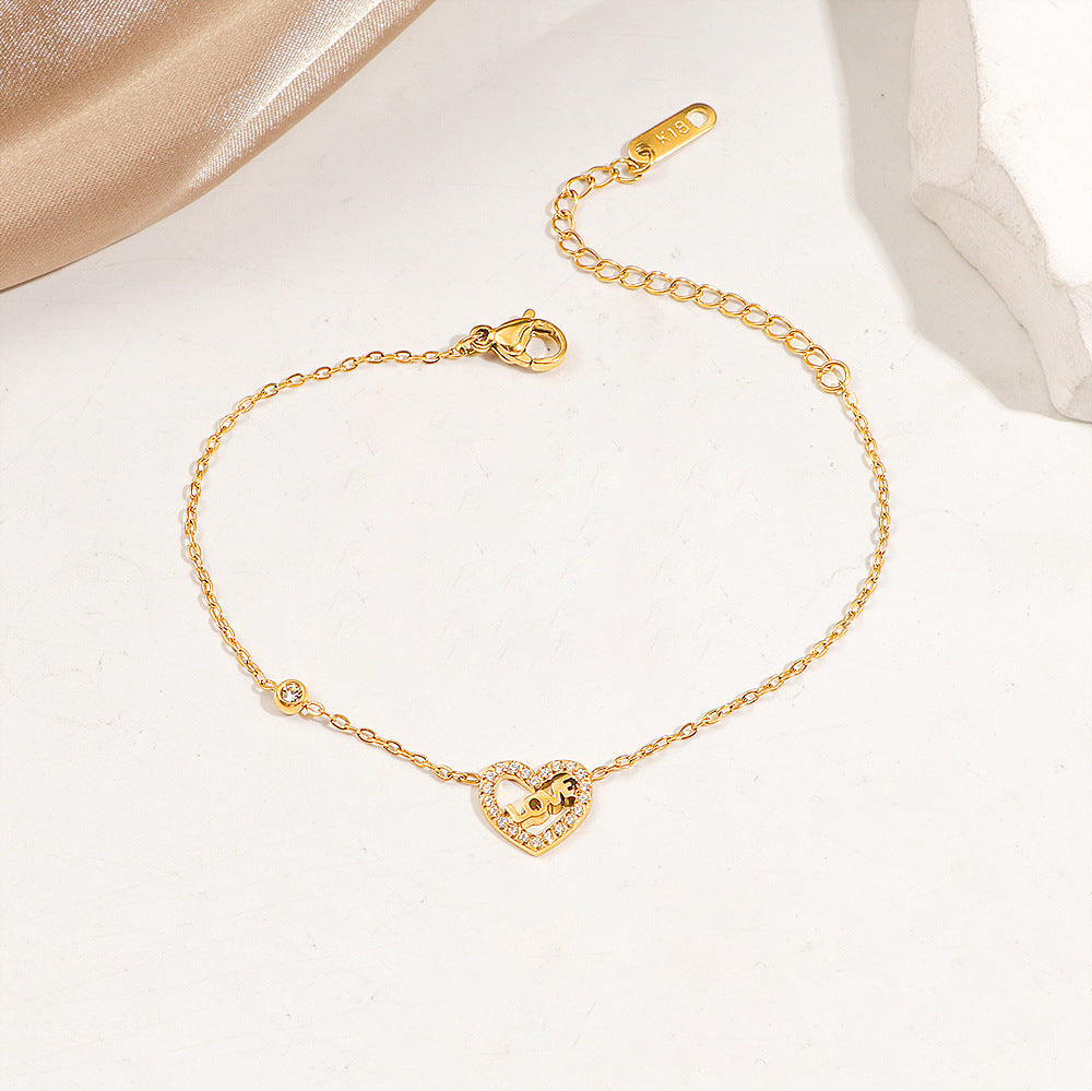 Damen zierliche herzförmige Liebes-Anhängerarmband Shop Nory