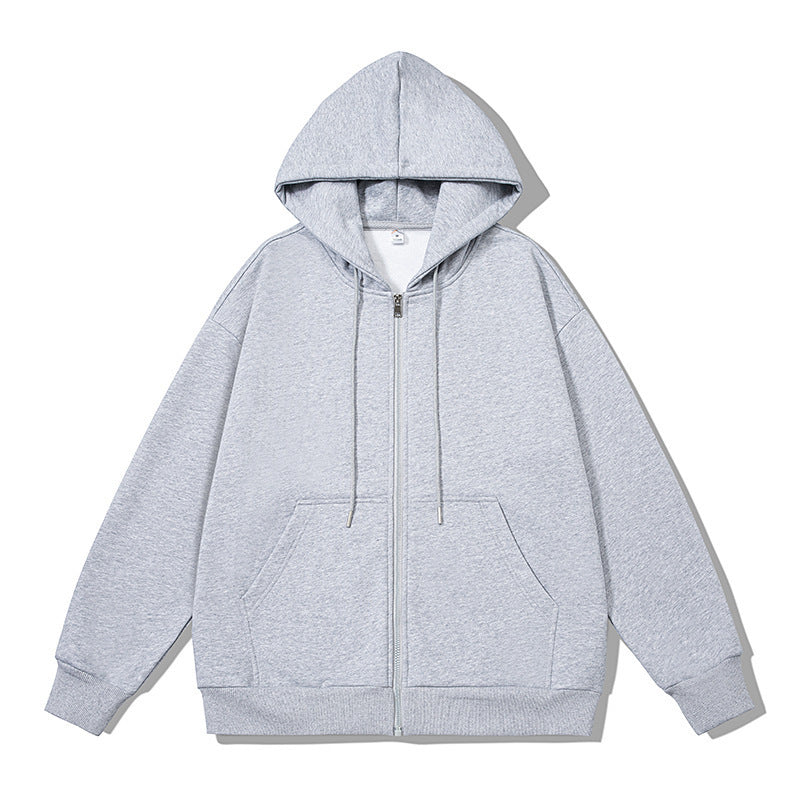 Unisex oversized Kapuzenjacke mit ausladendem Schulterschnitt, durchgehendem Reißverschluss und French-Terry Shop Nory