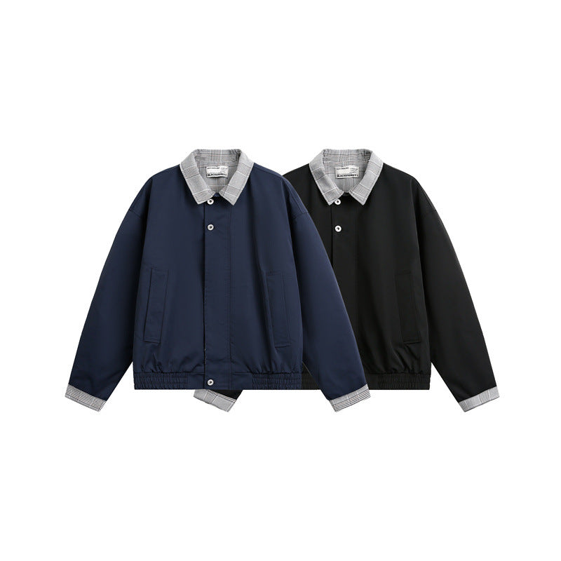 Herren leichte Übergangsjacke mit Karokrragen, Umschlagärmel und elastischem Saum Shop Nory
