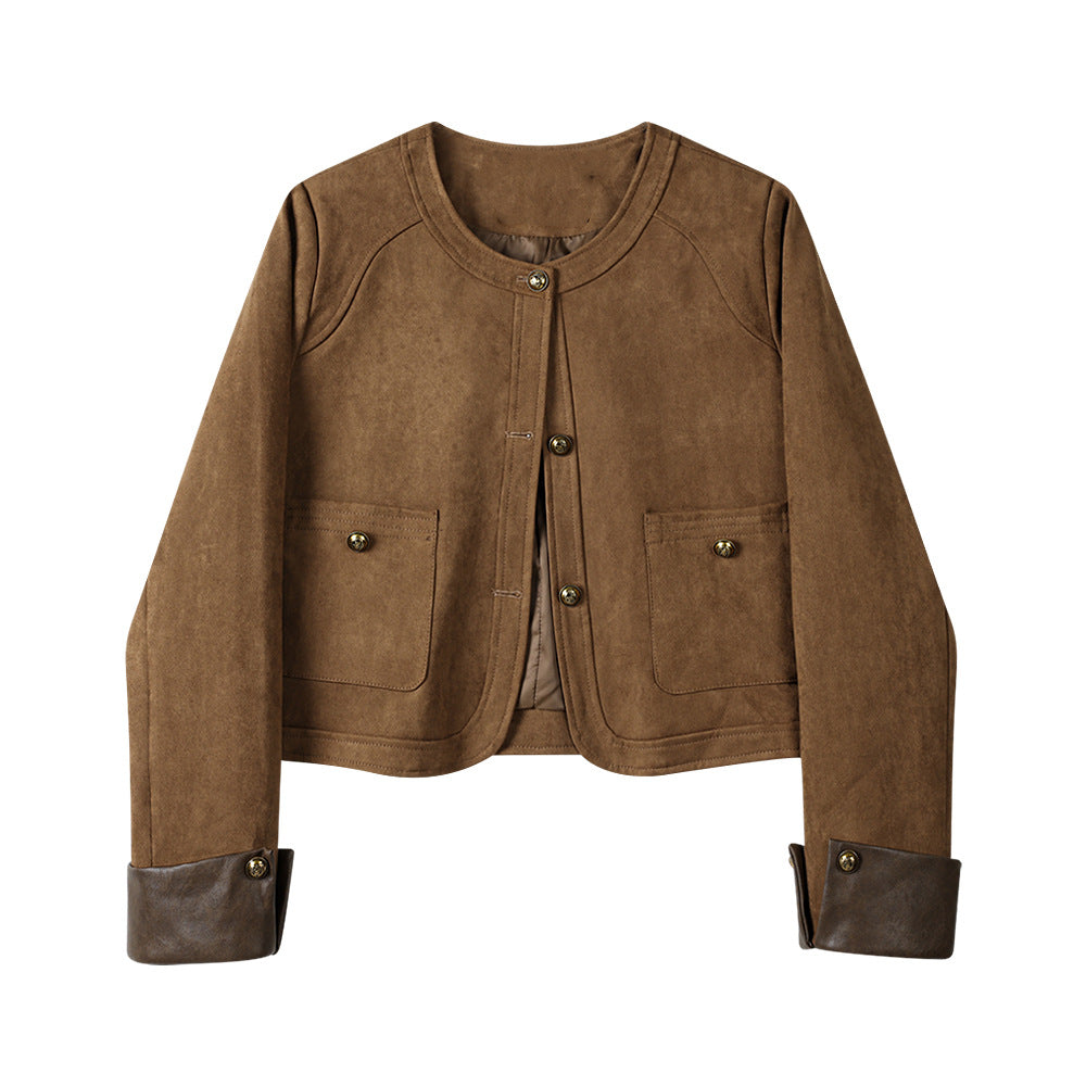 Damen Modische Wildlederjacke mit Taschen Shop Nory