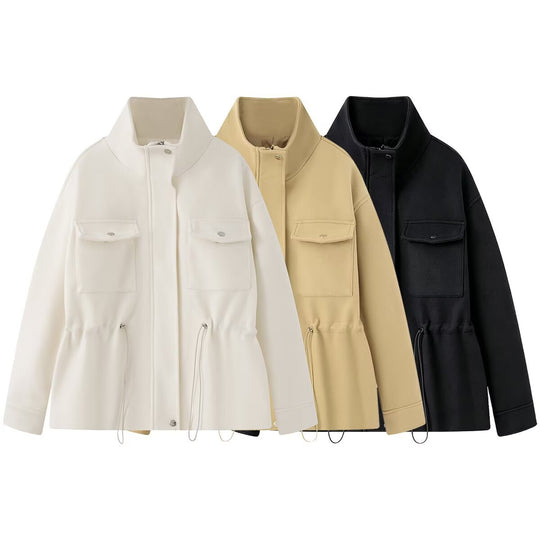 Damen Kurzjacke mit Tunnelzug, hohem Stehkragen und aufgesetzten Pattentaschen Shop Nory