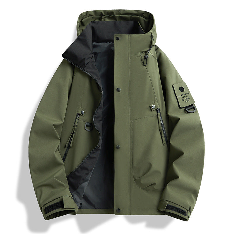 Herren minimalistischer Wetterschutz-Parka mit Kontrast-Innenfutter und Utility-Details Shop Nory