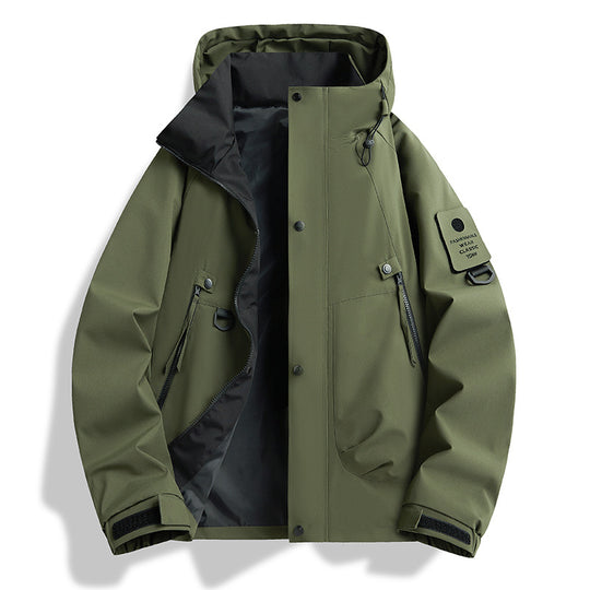 Herren minimalistischer Wetterschutz-Parka mit Kontrast-Innenfutter und Utility-Details Shop Nory