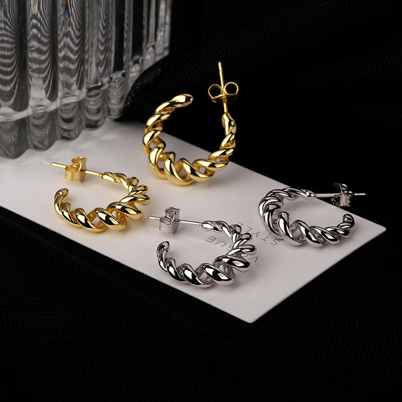 Damen Ohrringe mit modernem, spiralförmigem Design aus hochwertigem Silber Shop Nory