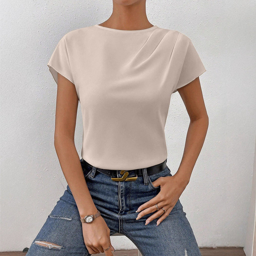 Damen Elegantes Kurzarm-Top mit modernem Schnitt und fließendem Stoff