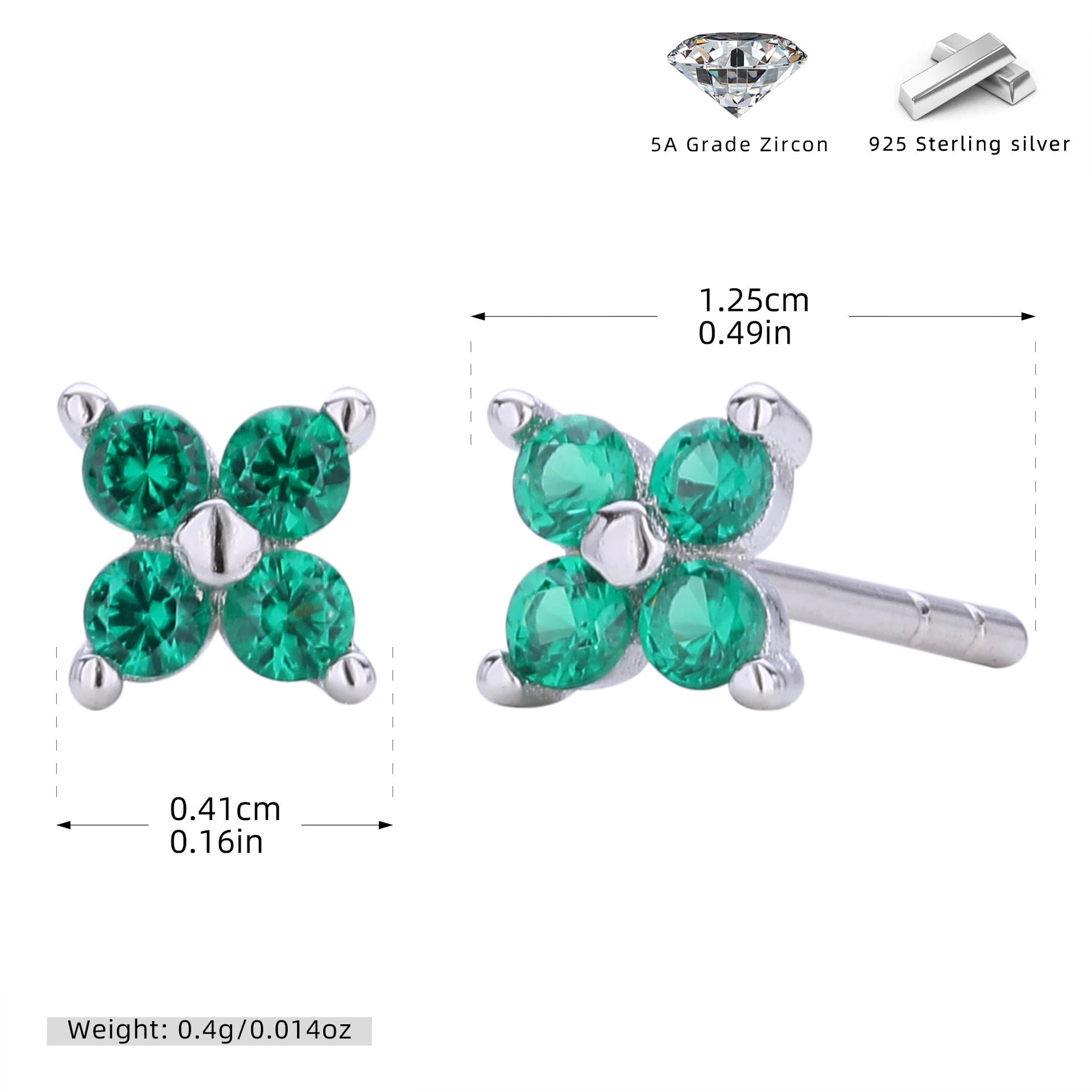 Damen Ohrstecker mit funkelnden 5A Zirkonen in klassischem Blumen-Design Shop Nory