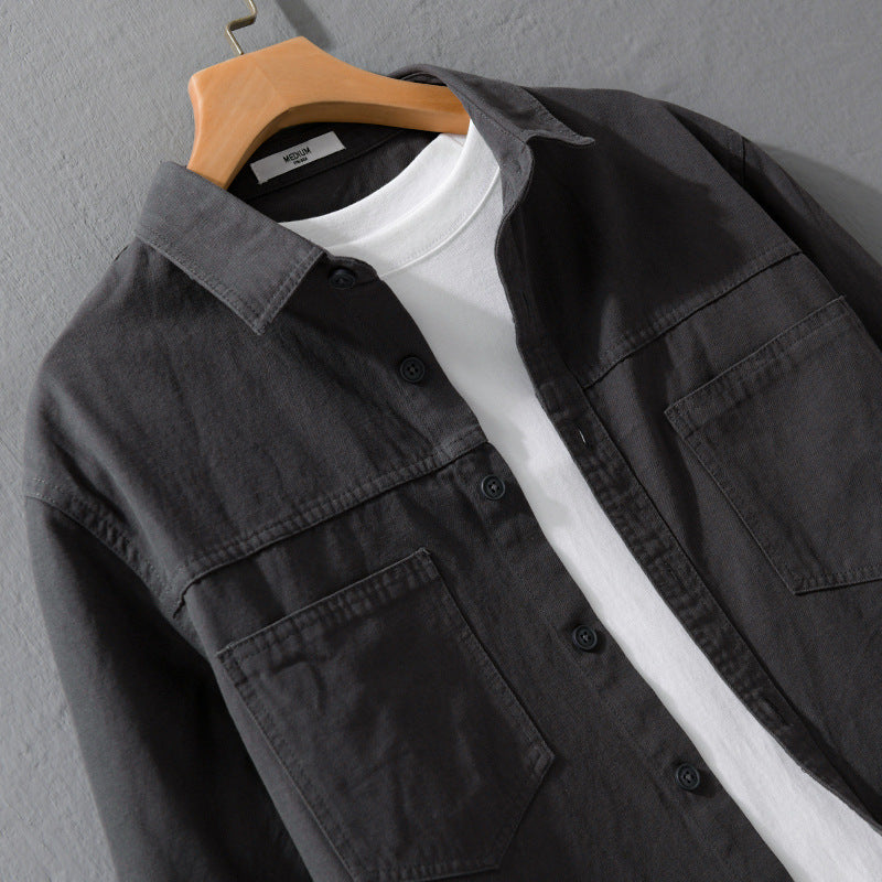 Herren Utility-Hemdjacke aus Baumwolltwill mit verdeckter Knopfleiste und Relaxed-Schnitt Shop Nory