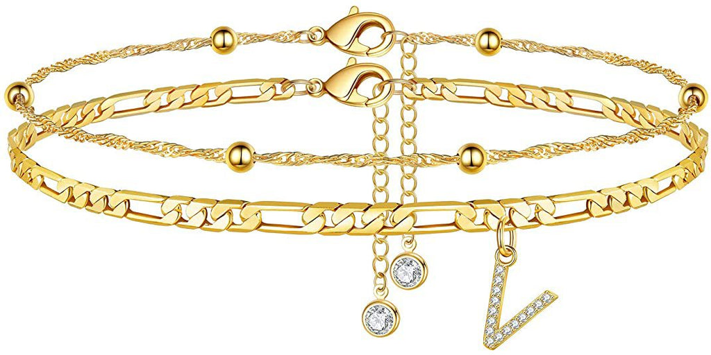 Damen Fußkettchen mit personalisiertem Anhänger und funkelnden Zirkonia-Elementen Shop Nory