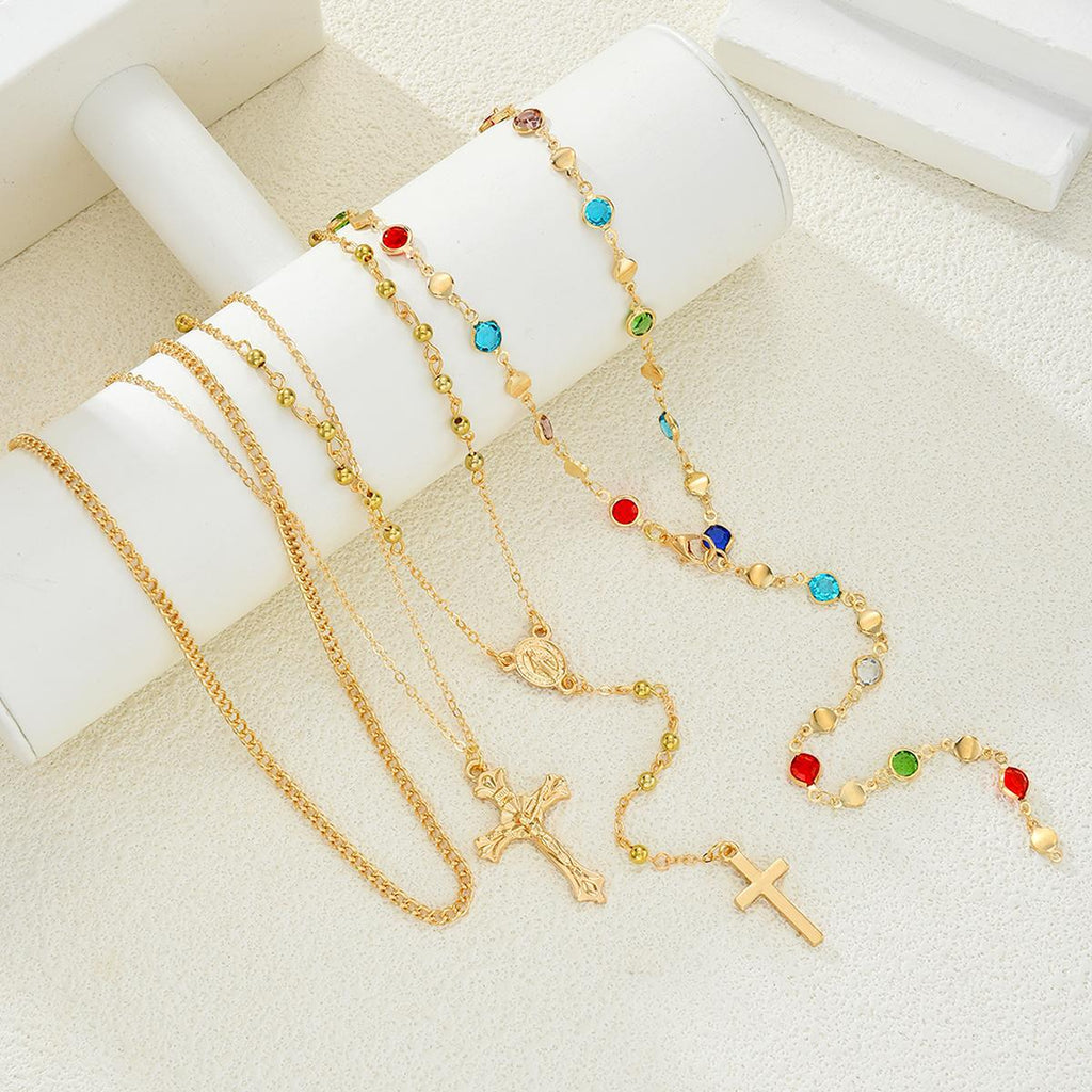 Damen Halskette mit bunten Edelstein-Anhängern und elegantem Design Shop Nory