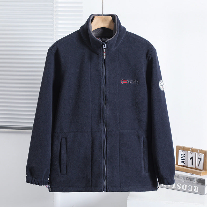 Herren Fleece-Outdoorjacke mit Stehkragen durchgehendem Reißverschluss und elastischen Bündchen Shop Nory