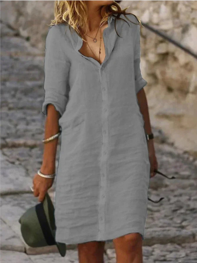 Damen Lässiges Hemdkleid mit Schicken Details