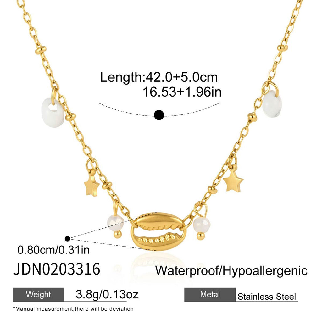 Damen Halskette mit Perlen und aus hochwertigem Edelstahl in goldener Optik Shop Nory