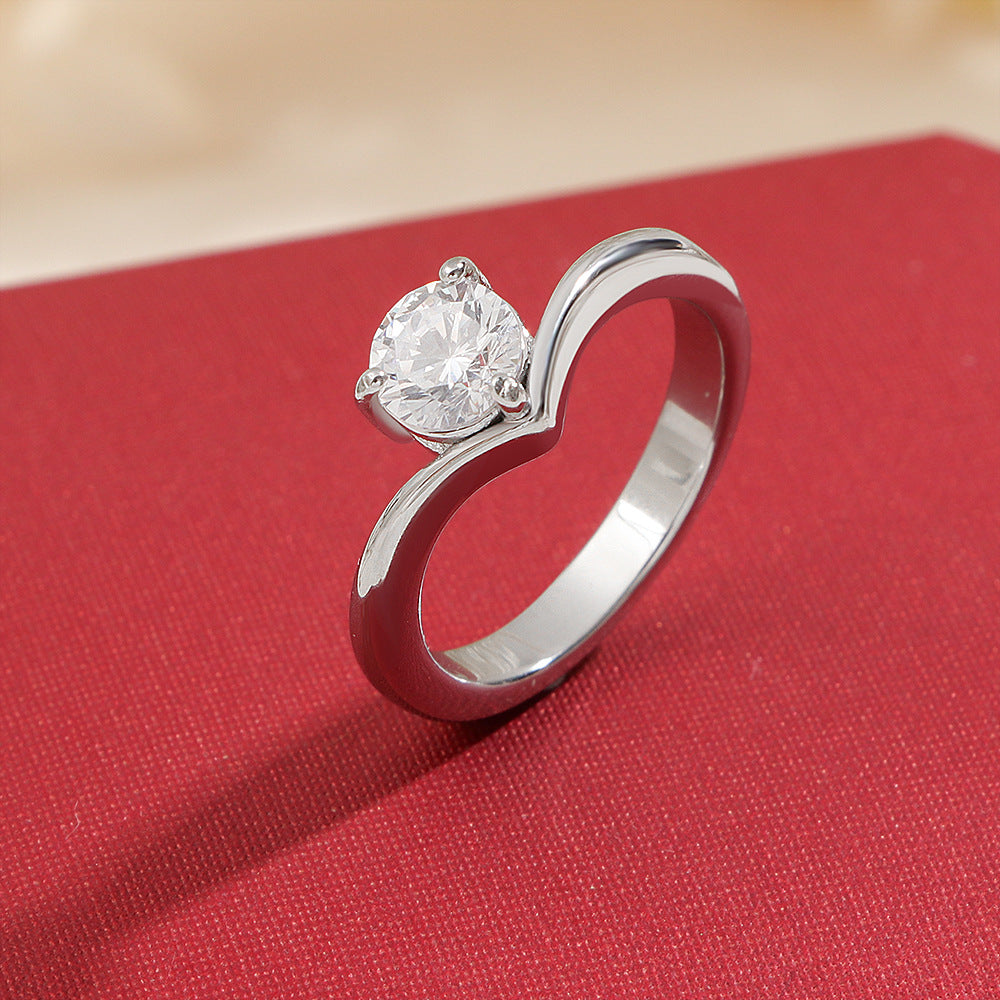 Damen Ring mit elegantem Wellenmuster und funkelndem Zirkonia Shop Nory