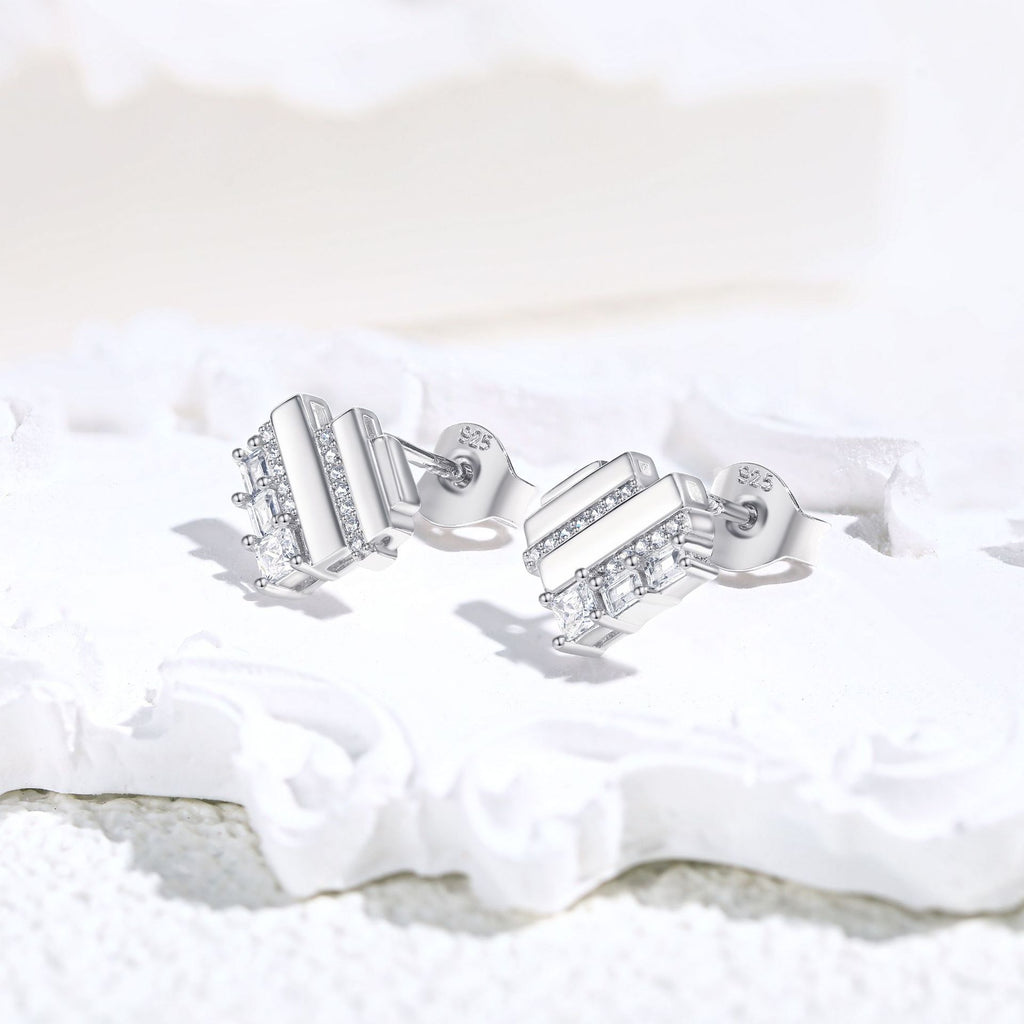 Damen Ohrringe mit elegantem geometrischen Design und funkelndem Zirkonia-Besatz Shop Nory