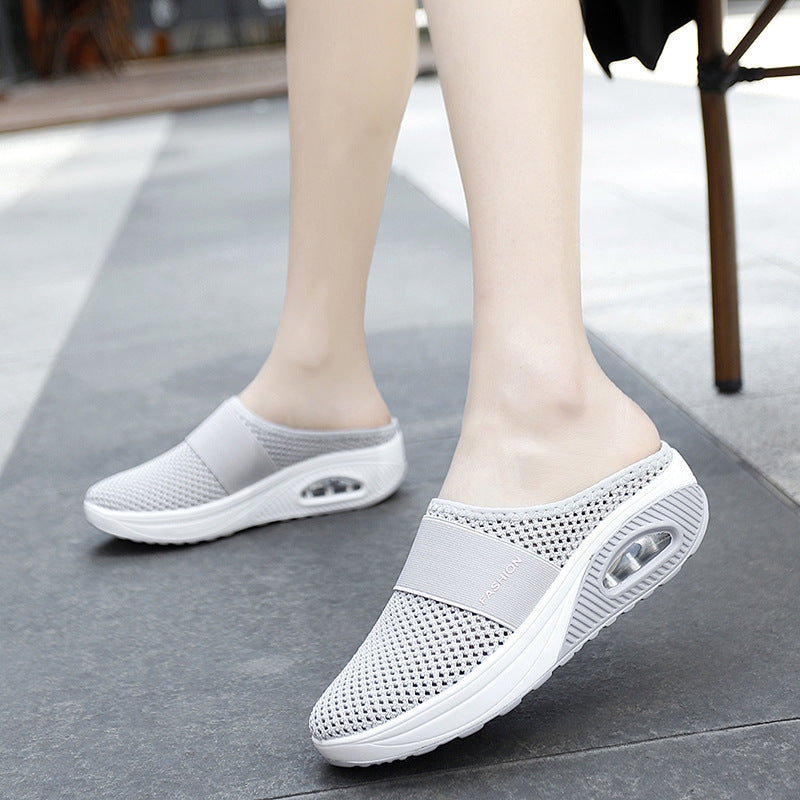 Damen Halbschuh-Slipper mit atmungsaktivem Strickobermaterial, elastischem Mittelfußriemen und Dämpfungssohle Shop Nory