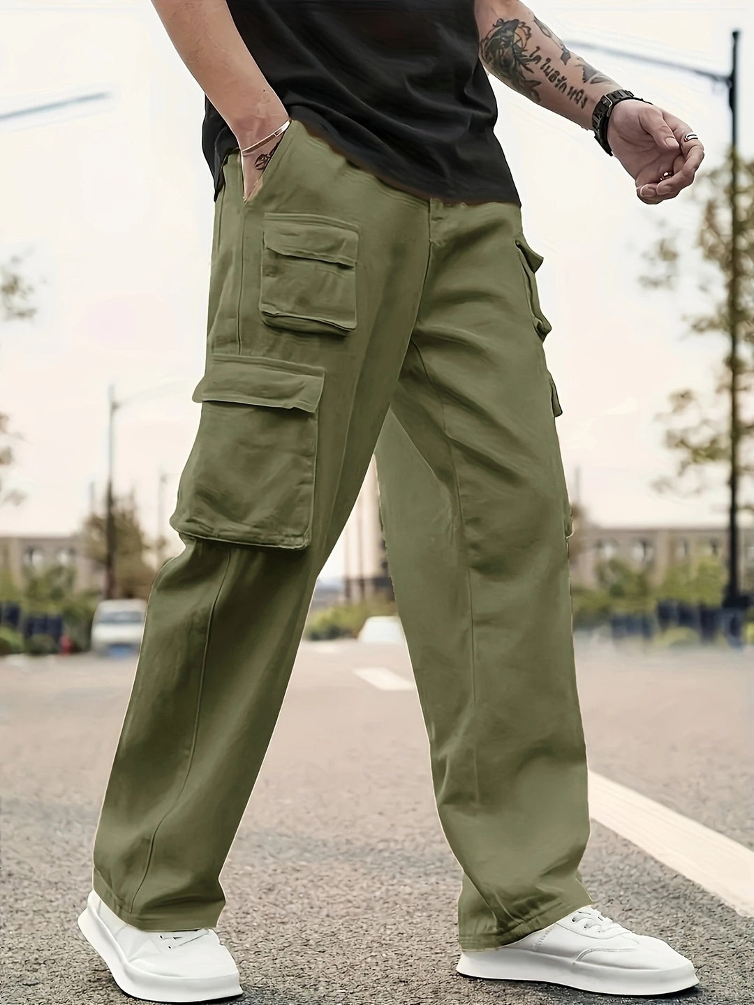 Herren Relaxed-Fit Utility-Cargohose mit großen Klappfächern und elastischem Beinabschluss Shop Nory