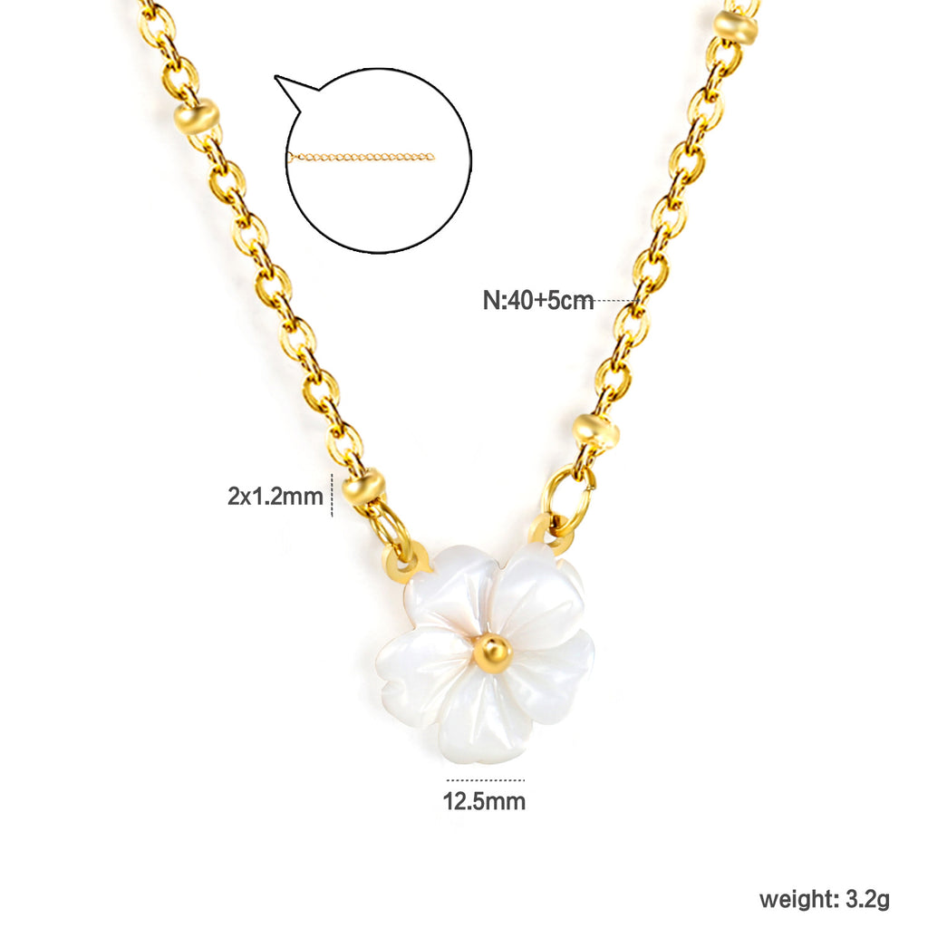 Damen elegante Halskette mit floralem Perlenanhänger und funkelnden Zirkonia Shop Nory