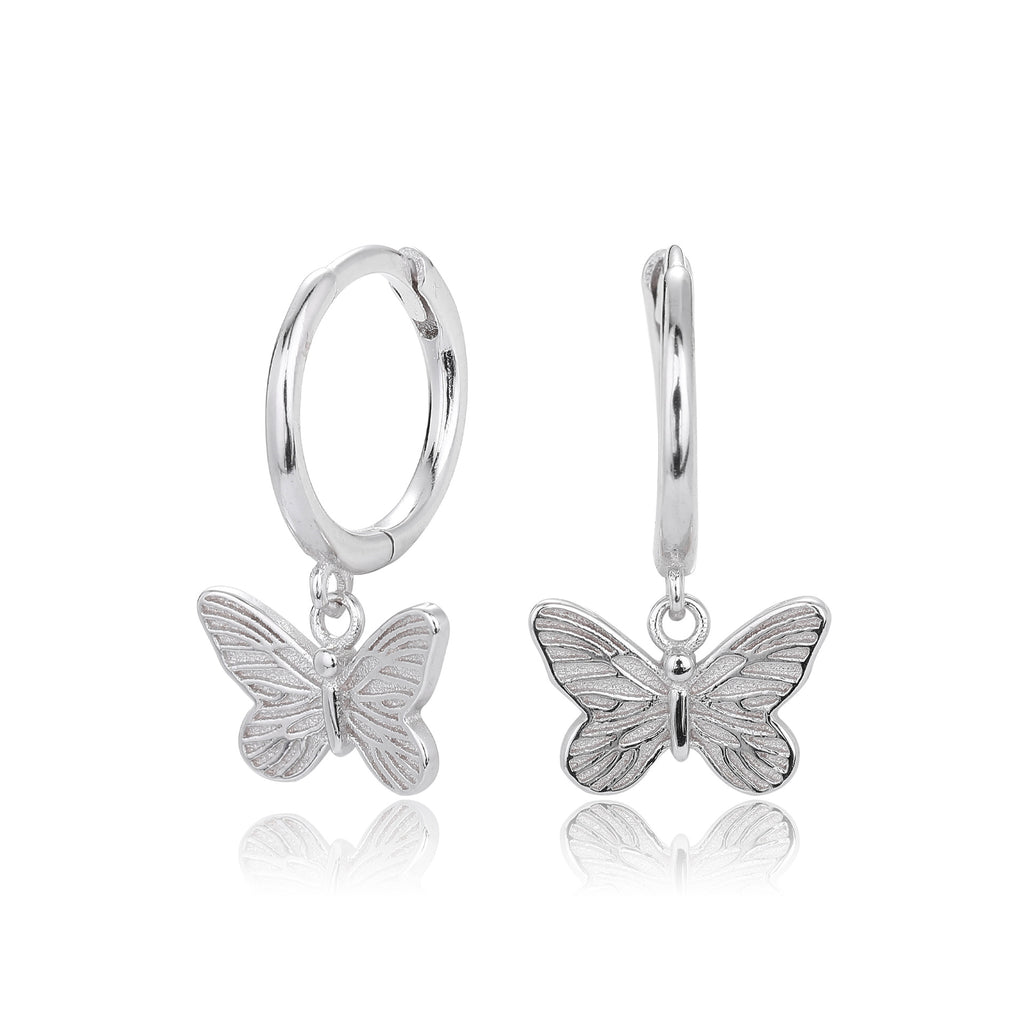 Damen Ohrhänger mit filigranem Schmetterlingsanhänger aus hochwertigem 925 Sterling Silber Shop Nory