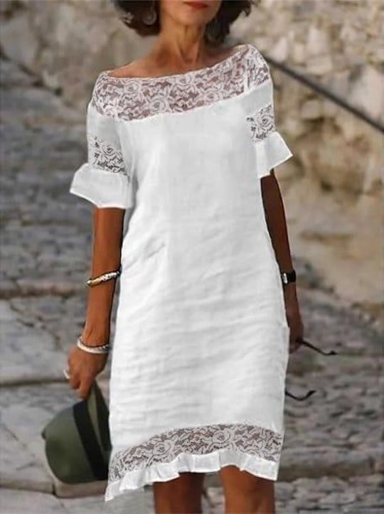 Damen luftiges Sommerkleid mit raffinierten Spitzenakzenten
