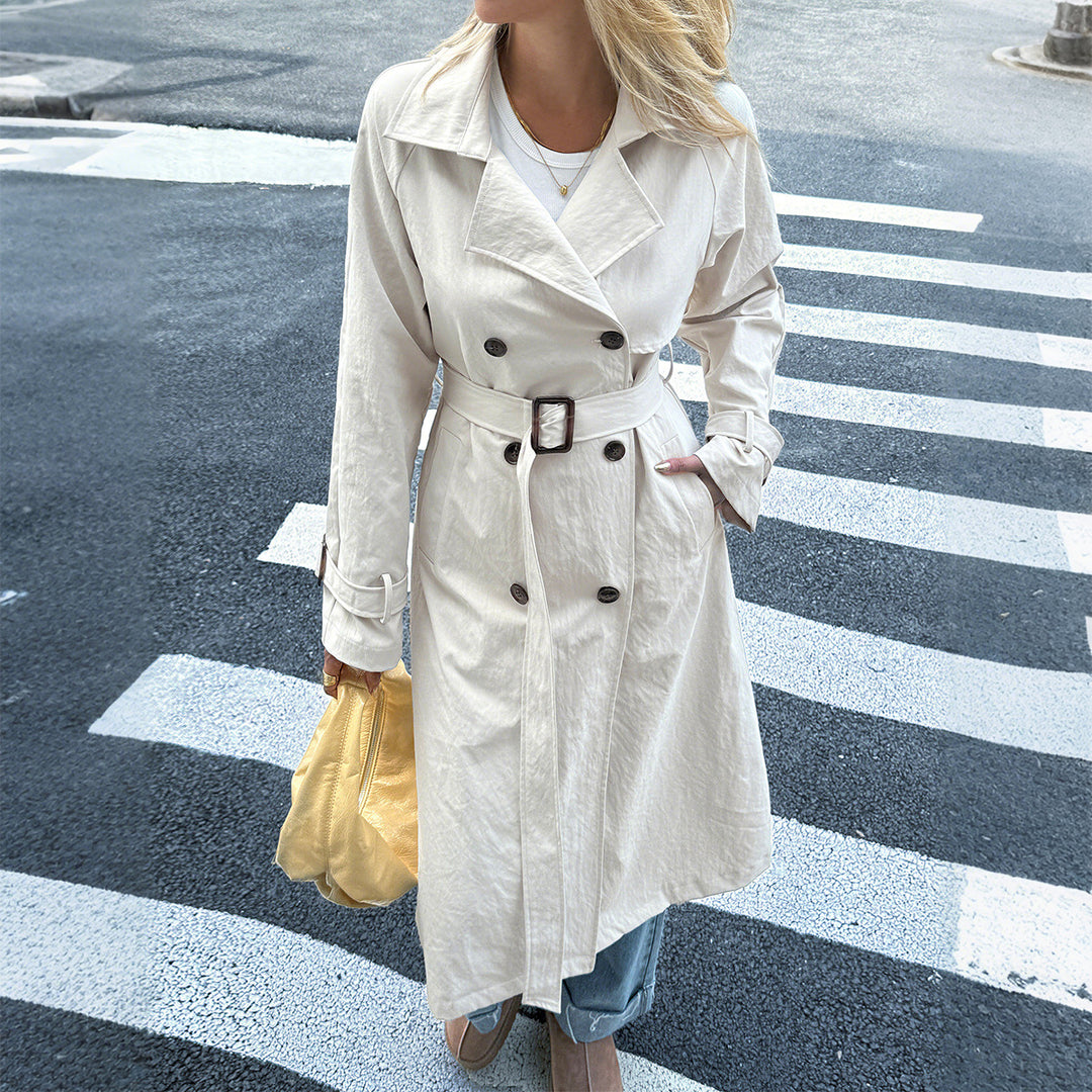 Damen nan klassischer Trenchcoat mit Doppelreihe, Taillengürtel, verstellbaren Manschetten und geraden Knopfleiste Shop Nory